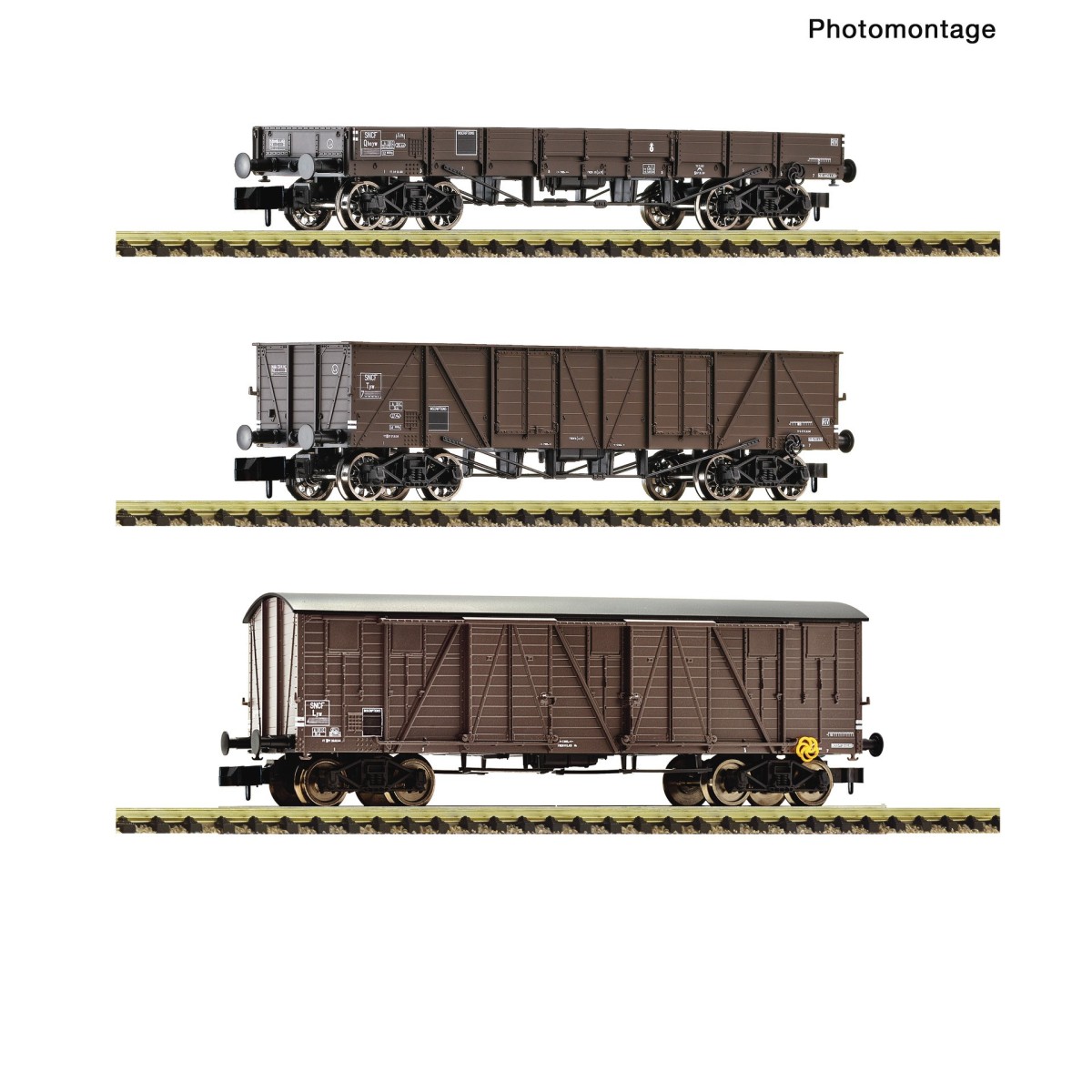 Set of 3 TP type freight wagons, SNCF - Fleischmann 6660167 - N 1/160 Set of 3 TP type freight wagons, SNCF - Fleischmann 6660167 - N 1/160