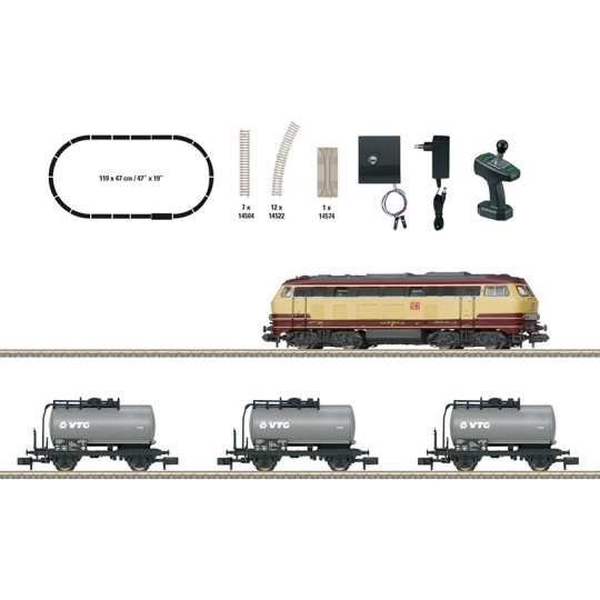 MiniTrix 11160 Freight Train Starter Set with Class 217 Electric, D... Trix_11160-MiniTrix 11160 Freight Train Starter Set with Electric Class 217, DB AG, N Scale - Trix_11160