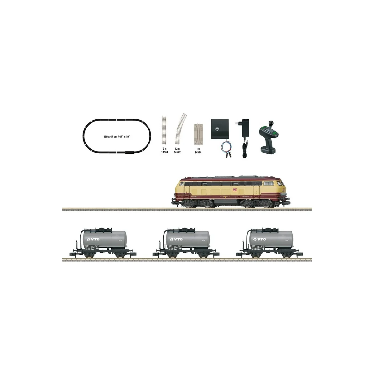 MiniTrix 11160 Coffret de départ train marchandises avec série 217 ... MiniTrix 11160 Coffret de départ train marchandises avec série 217 ...