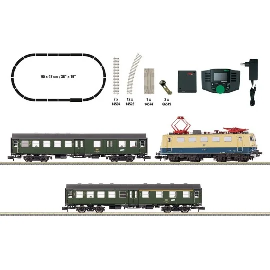 Trix_11132-Coffret de départ train voyageurs avec série 141 électrique, DB AG - MiniTrix 11132 - N 1/160