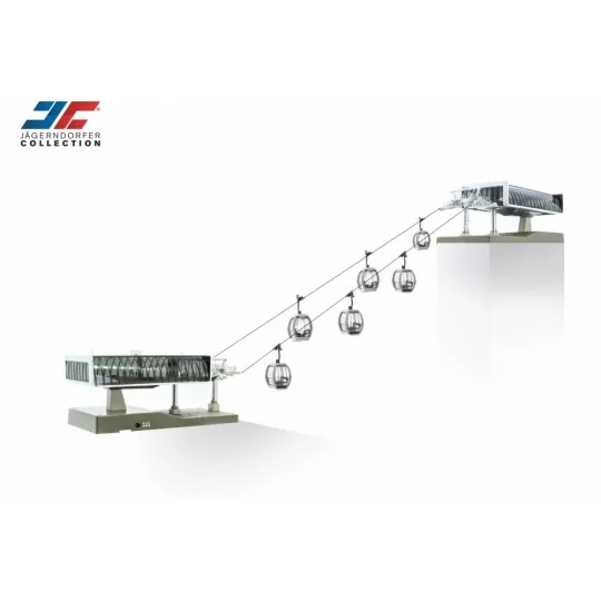 JC82497-Jaegerndorfer 82497 Ski lift, 6 cabins, 2 stations (white and grey), motorized