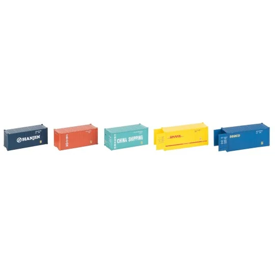 Set of 5 20' containers - FALLER 182057 - HO 1/87 FALLER_182057-Set of 5 20' containers - FALLER 182057 - HO 1/87