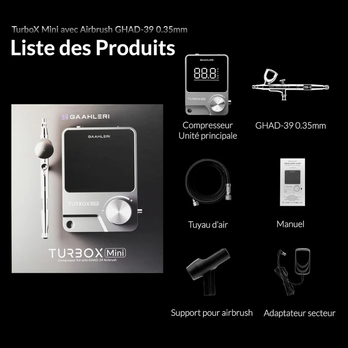 Kit Aérographe avec mini compresseur d'air Turbox Mini Ambition Ser... Kit Aérographe avec mini compresseur d'air Turbox Mini Ambition Ser...