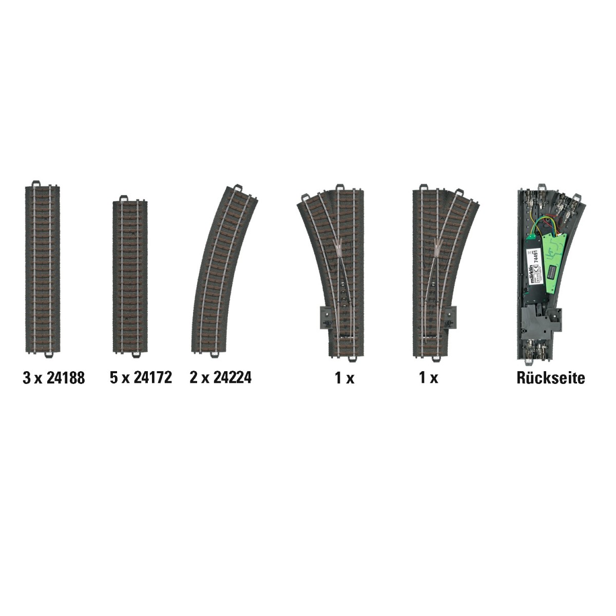 Marklin 24802 D2 Digital Extension Track Set, C Track - Marklin_24802