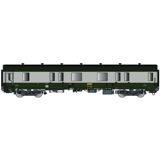 Lsm_31230-Ls Models 31207 Fourgon Dd4s, SNCF, 140km/h, vert, châssis gris, toit vert, éclairage