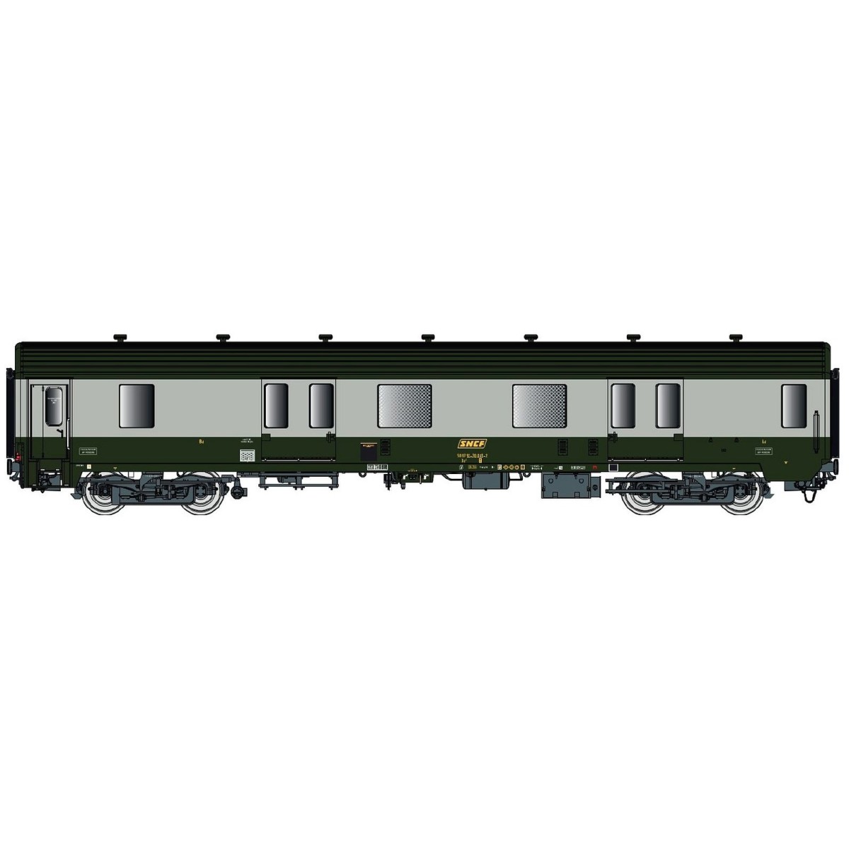 MC 76 Dd2 van, livery 160 green 302, concrete grey, framed SNCF log...