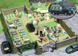 Busch 6049 Cemetery with Renault Espace and accessories