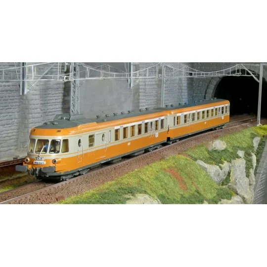 HJ2463S-Jouef HJ2463S Autorail diesel RGP 1 avec remorque, SNCF, gris/orange, alpazur, digitale sonore