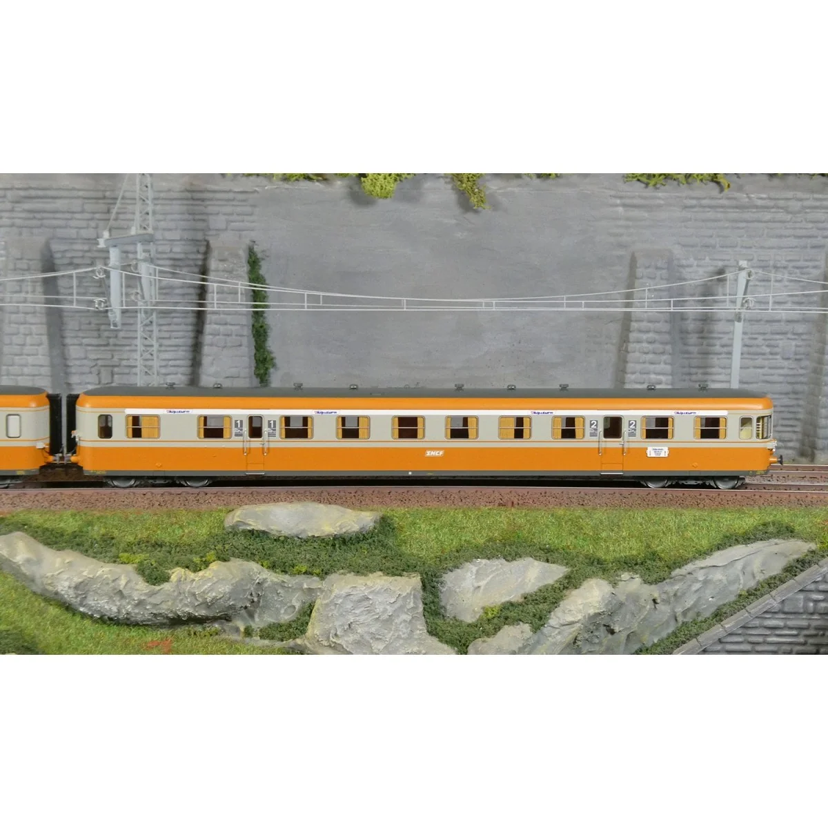 Jouef HJ2463S Autorail diesel RGP 1 avec remorque, SNCF, gris/orang...