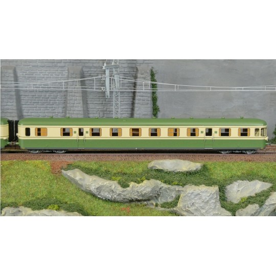 HJ2462S-Jouef HJ2462S Autorail diesel RGP 1 avec remorque, SNCF, originale vert/beige, digitale sonore