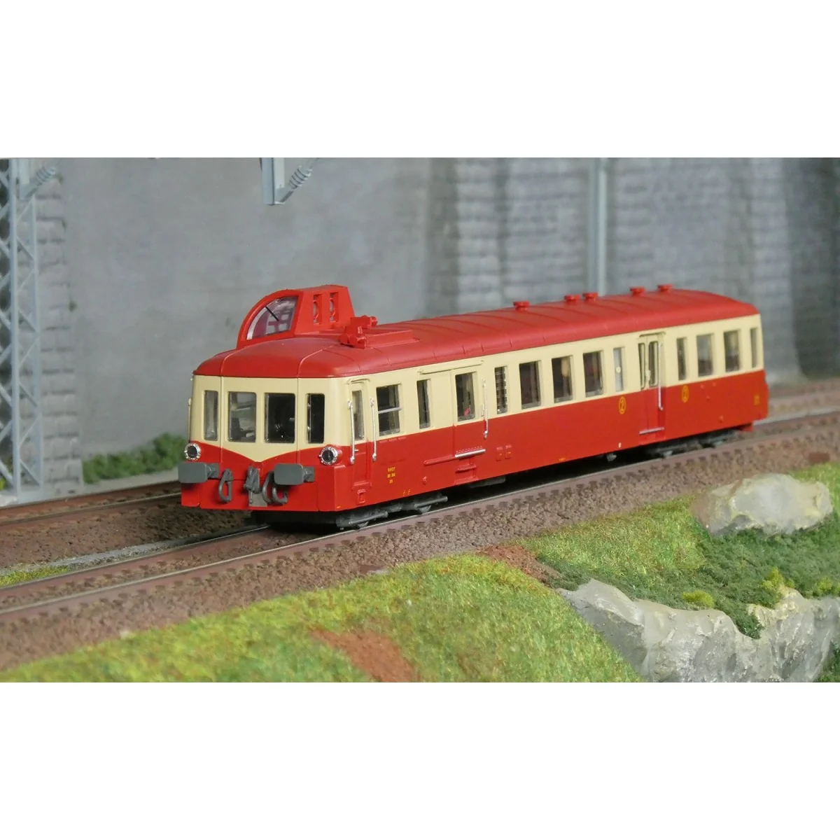 X 3845 Picasso diesel railcar in red/cream livery with red roof - J...