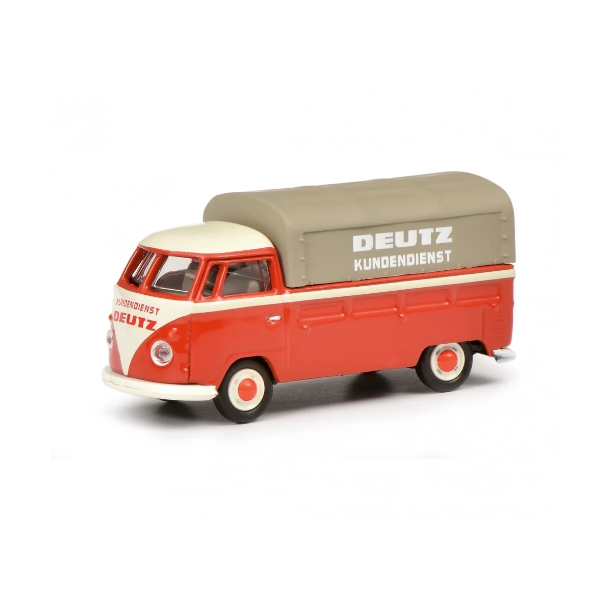 Schuco 452641000 Volkswagen T1b red covered pick-up, "Deutz Service"