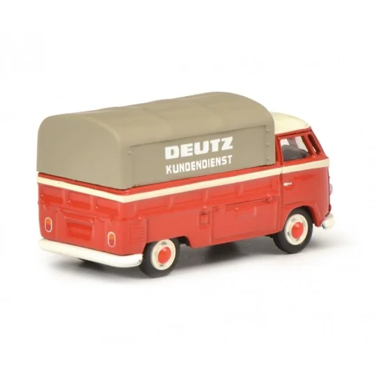 Schuco_452641000-Schuco 452641000 Volkswagen T1b pick-up rouge bâché, "Deutz Service"