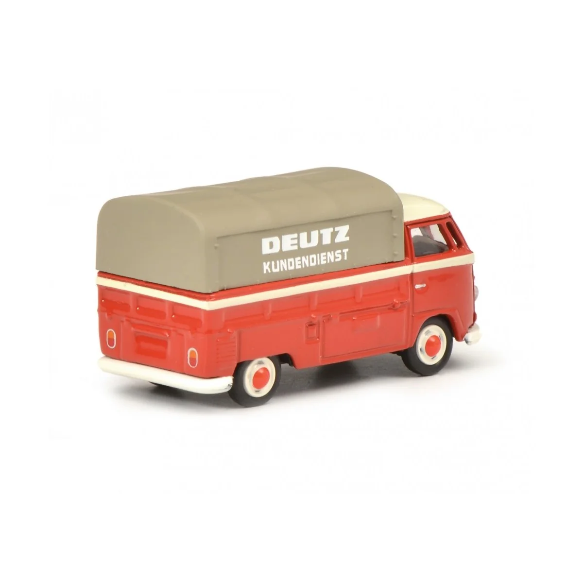 Schuco 452641000 Volkswagen T1b red covered pick-up, "Deutz Service"