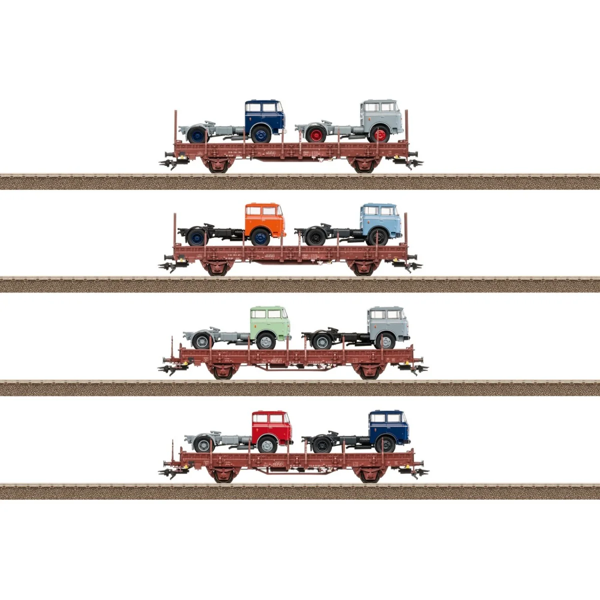 Coffret de wagons porte-véhicules type Ks 3300 et Ks 3301, DR - Tri...