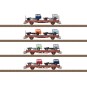 Set of Ks 3300 and Ks 3301 type car carrier wagons, DR - Tri... Trix_24190-Trix 24332 Double articulated car-carrying wagon type Laaes 541 with 2 levels, DB, loaded with VW type 3 1500 and 1600