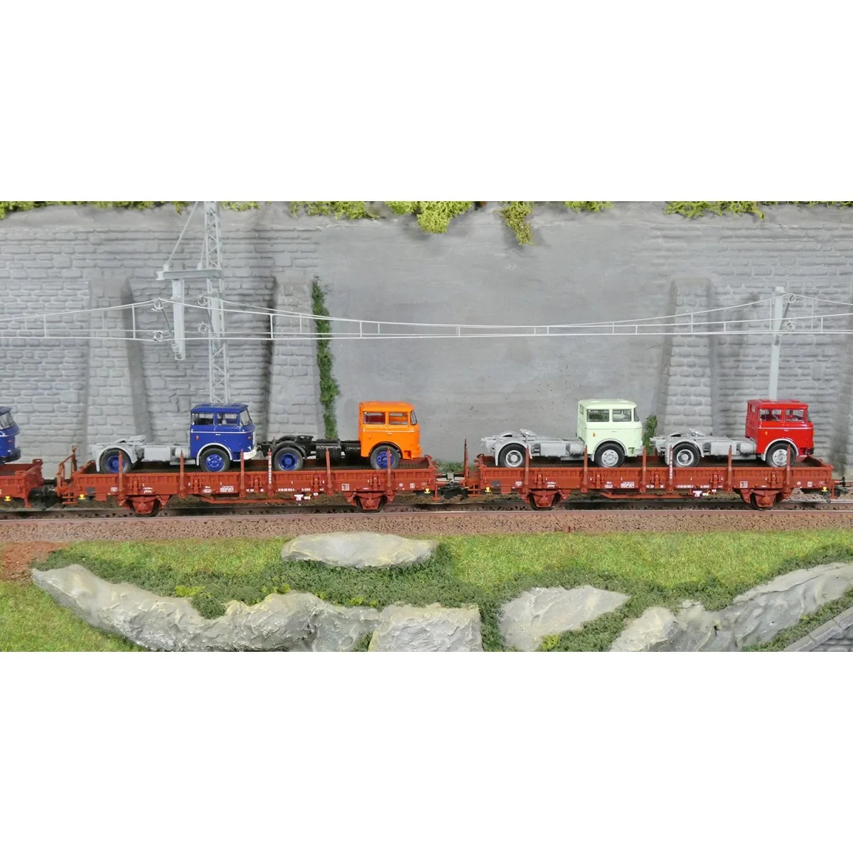 Coffret de wagons porte-véhicules type Ks 3300 et Ks 3301, DR - Tri...