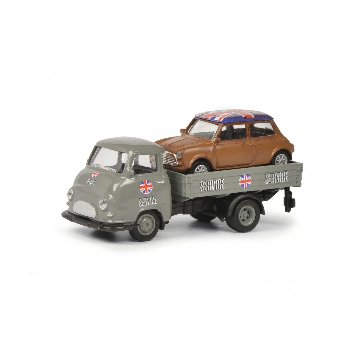 Schuco 452649000 Unimog Pick-up gris Mini-Service, chargé Mini cooper Schuco Schuco_452649000 - 1