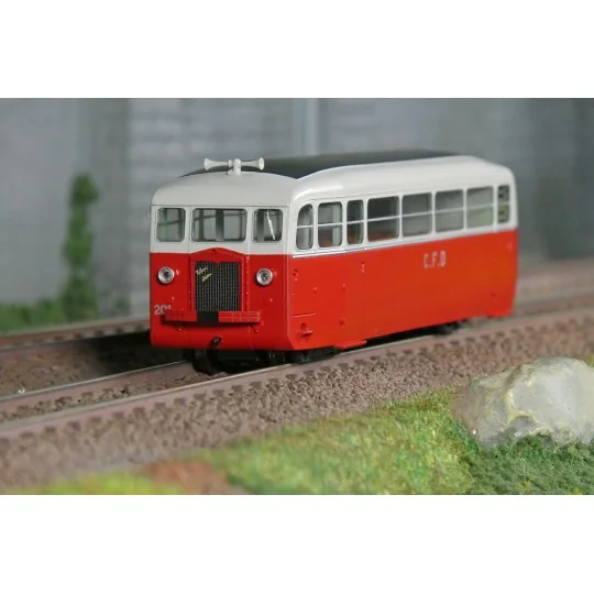 VM-053-Autorail DE DION Type ND, CFD Vivarais-Lozère, N°201, Rouge/Gris Perle, HOm - Ree Modeles VM053
