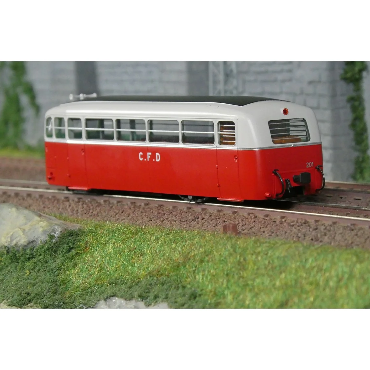 DE DION Type ND railcar, CFD Vivarais-Lozère, No. 201, Red/Pearl Gr...