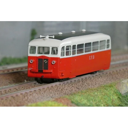 Autorail DE DION Type ND, CFD Vivarais-Lozère, N°202, Rouge/Gris Pe... VM-054.S-Autorail DE DION Type ND, CFD Vivarais-Lozère, N°202, Rouge/Gris Perle, HOm, digital sonore - Ree Modeles VM054.S