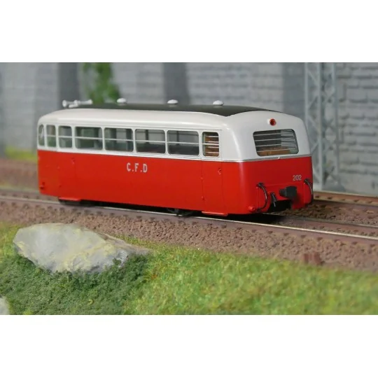 Autorail DE DION Type ND, CFD Vivarais-Lozère, N°202, Rouge/Gris Pe... VM-054.S-Autorail DE DION Type ND, CFD Vivarais-Lozère, N°202, Rouge/Gris Perle, HOm, digital sonore - Ree Modeles VM054.S