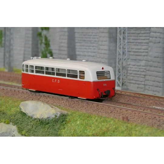 VM-056-Autorail DE DION Type NC, CFD Charentes & Deux-Sèvres, N°305, Rouge/Gris Perle, HOm - Ree Modeles VM056
