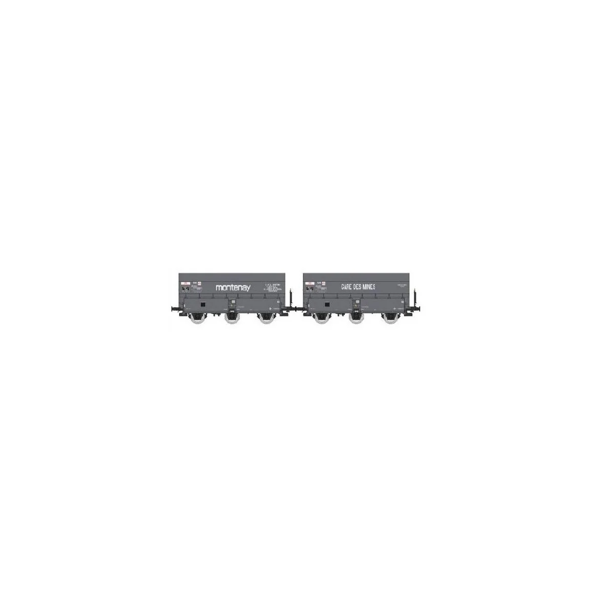 Set of 2 SNCF MH45 coke wagons, MONTENAY / Mines Station - REE WB96... Set of 2 SNCF MH45 coke wagons, MONTENAY / Mines Station - REE WB96...