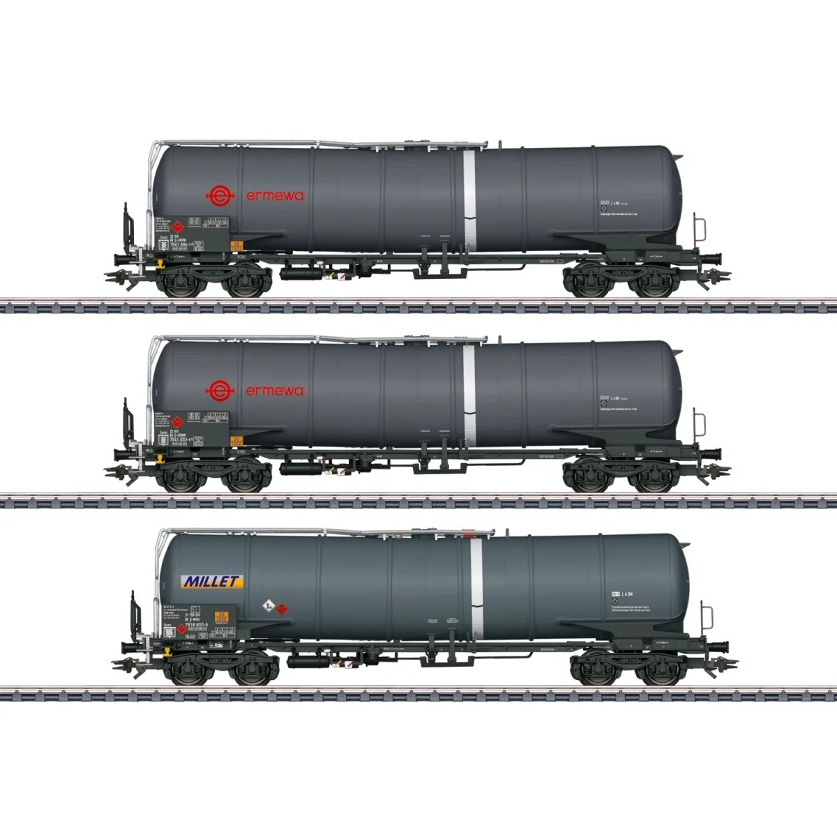 Set of 3 Zacns Ermewa Millet tank wagons, ep. VI - Märklin 4... Set of 3 Zacns Ermewa Millet tank wagons, ep. VI - Märklin 4...