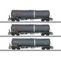 Set of 3 Zacns Ermewa Millet tank wagons, ep. VI - Märklin 4... Marklin_47551-Marklin 47470 Articulated pocket wagon Sdggmrss 738 (T3000e), DB AG, loaded with DB Schenker semi-trailers