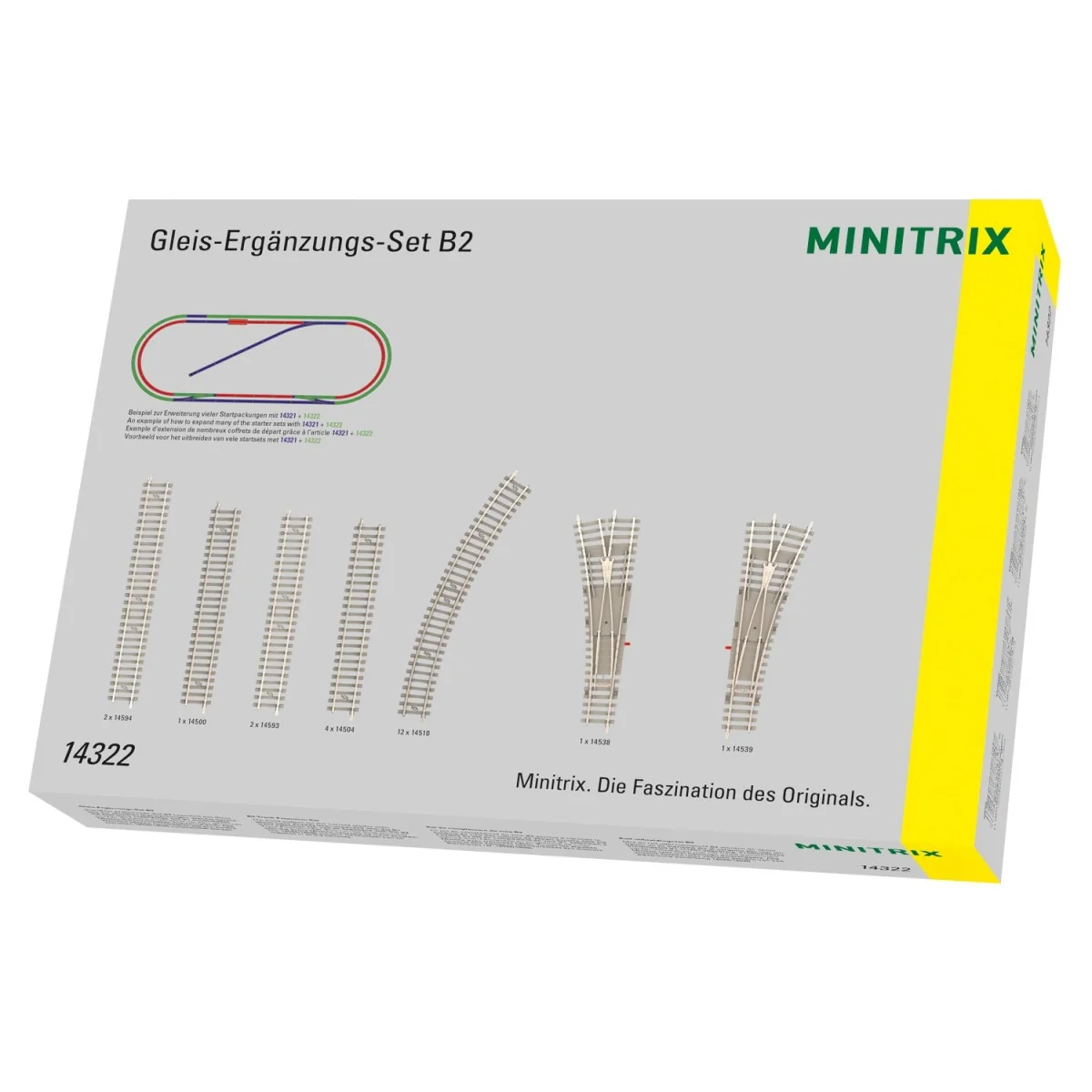 Coffret d’extension de voie B2 traverses béton Minitrix 14322 - N 1...