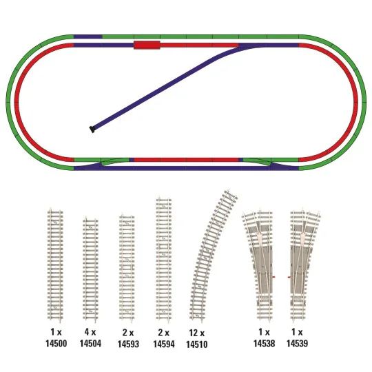 Minitrix 14322 B2 track extension kit with concrete sleepers - N 1... Trix_14322-MiniTrix 14321 Additional Track Set B1 with Concrete Sleepers