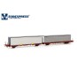 SUD_SUTF61717-SudExpress SUTF61717 Double container wagon Laagrss, Transfesa, brown, loaded with 2 containers