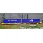 SudExpress Sud SUTF27017 Double container wagon Laagrss, Transfesa ... SUD_SUTF27017-SudExpress Sud SUTF27017 Double container wagon Laagrss, Transfesa and OMFESA, yellow, loaded with 2 blue containers