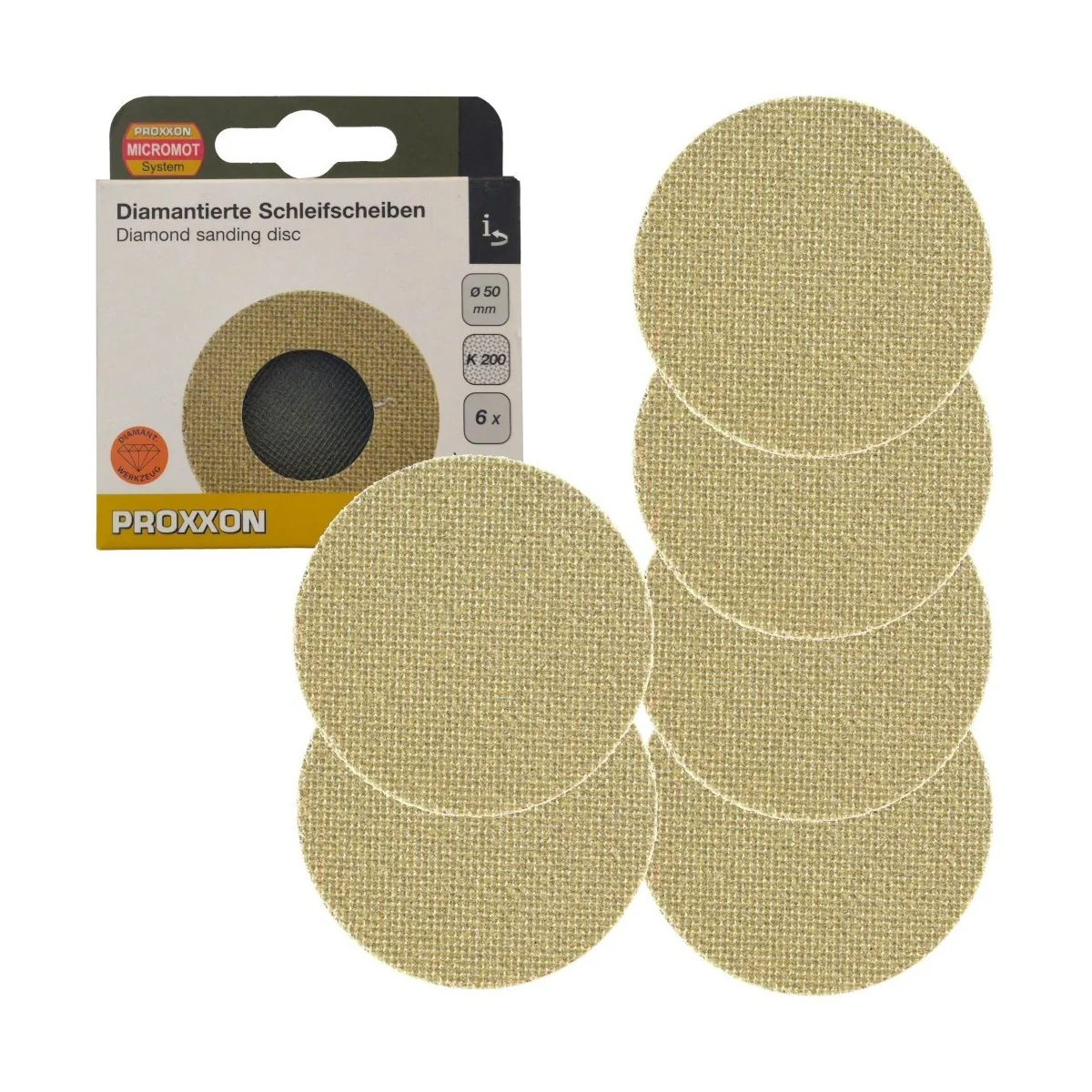 Disque de ponçage abrasif diamanté Ø 50mm, Grain 200 (x6) Proxxon 2... Disque de ponçage abrasif diamanté Ø 50mm, Grain 200 (x6) Proxxon 2...