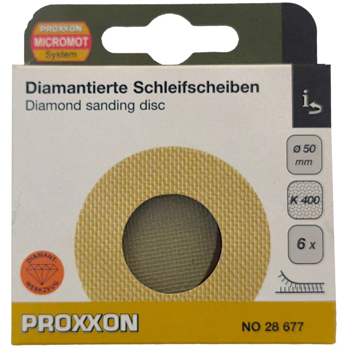 Disque de ponçage abrasif diamanté Ø 50mm, Grain 400 (x6) Proxxon 2... Disque de ponçage abrasif diamanté Ø 50mm, Grain 400 (x6) Proxxon 2...