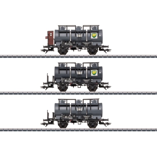 Set of 3 tank wagons with 3 tanks, DB era III - Märklin 46491 - H0 Marklin_46491-Set of 2 Shimmns Märklin 47230 Ermewa wagons, Era VI, H0