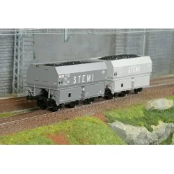 Set of 2 SNCF MH45 coke wagons, STEMI - REE WB961 - HO 1/87