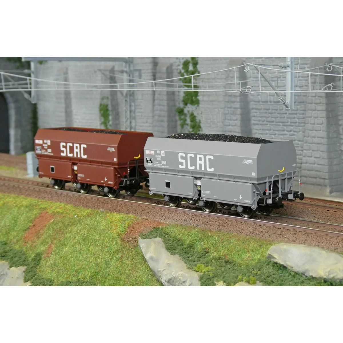 Set of 2 SNCF MH45 coke wagons, SCRC - REE WB960 - HO 1/87 Set of 2 SNCF MH45 coke wagons, SCRC - REE WB960 - HO 1/87