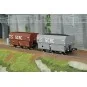 Set of 2 SNCF MH45 coke wagons, SCRC - REE WB960 - HO 1/87 WB-960-Flat wagon OCEM 19 + 4 beer containers CHAMPIGNEULLES- REE Models - WB989 - HO