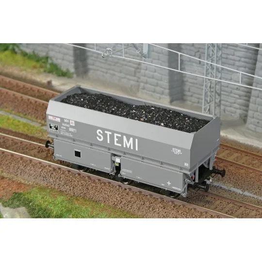 Coke wagon MH45 SNCF, STEMI - REE WB962 - HO 1/87 WB-962-Set of 2 SNCF MH45 coke wagons, STEMI - REE WB961 - HO 1/87