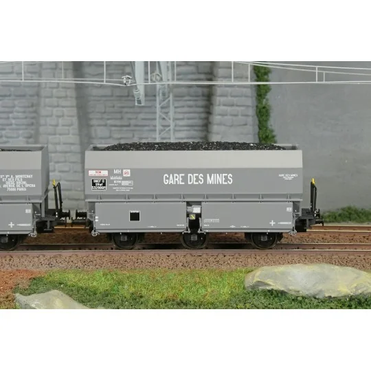 Coffret de 2 wagons coke MH45 SNCF, MONTENAY / Gare des Mines - REE... WB-964-Coffret de 2 wagons coke MH45 SNCF, STEMI - REE WB961 - HO 1/87