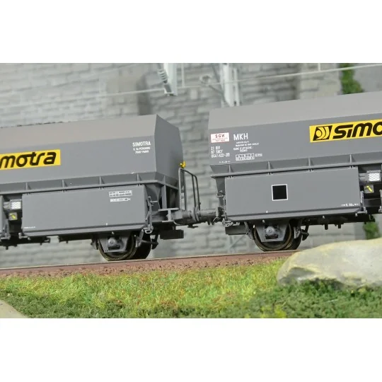 Set of 2 SNCF MH45 coke wagons, SIMOTRA - REE WB968 - HO 1/87 WB-968-Set of 2 SNCF MH45 coke wagons, STEMI - REE WB967 - HO 1/87