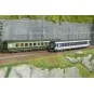 Set of 2 green/grey ambulance and B10c10 sleeper van vehicles, whit... JM-048-Set of 2 green/grey ambulance and B10c10 sleeper van vehicles, white framed logo - REE JM048 - HO 1/87