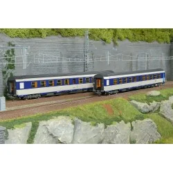 Set de 2 voitures AMBULANCE bleu, logo casquette - REE JM051 - HO 1/87