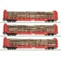 Set of 3 OnRail GmbH slatted wagons, loaded with logs, period VI -... ROCO_6600318-Set of 3 Zacns NACCO tank wagons - Roco 6600197, H0 1/87