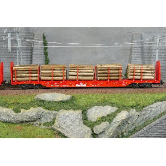Set of 3 OnRail GmbH slatted wagons, loaded with logs, period VI -... ROCO_6600318-Set of 3 Zacns NACCO tank wagons - Roco 6600197, H0 1/87