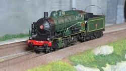 Jouef HJ2407S Locomotive à vapeur 140 C 362, tender 18 C 550, livrée vert et noir, ligne jaune, SNCF, digitale sonore Jouef HJ24