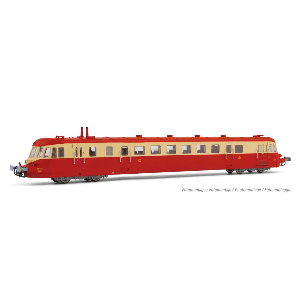 Jouef HJ2409S ABJ 2 diesel railcar, red/beige livery, red roof, SNC...