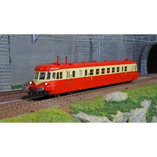 HJ2409S-Jouef HJ2409S Autorail diesel ABJ 2, livrée rouge/beige, toit rouge, SNCF, digitale sonore